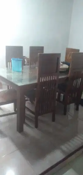 Meja makan jati asli satu set