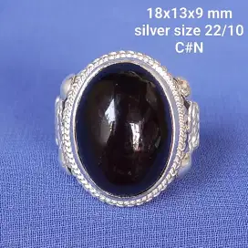 Cincin perak, batu natural Yaman Wulung