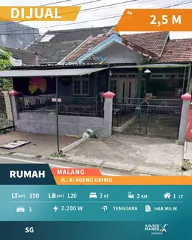 d067 Rumah Strategis Ex Cafe di Poros Jalan Ki Ageng Gribig Malang