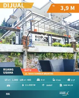 d072 Rumah Usaha Cafe Aktif di Raya Sumber Brantas, Batu