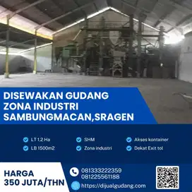 Sewa gudang strategis sambung macan luas 12000m sangat luas