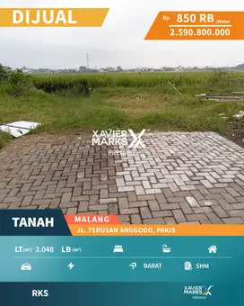 Dijual Tanah Luas Strategis Akses Mudah Dekat Wisata di Pakis Malang