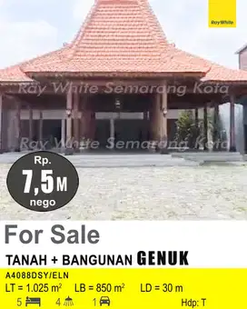 DIJUAL TANAH DAN BANGUNAN DI GENUK A4088