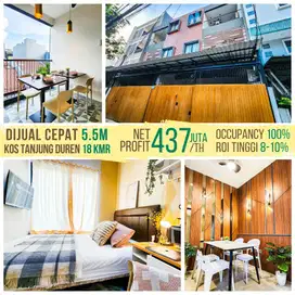 Dijual KOST BARU di Lokasi Prime Tanjung Duren, FF 3lt, 100% Terisi