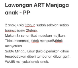 LOWONGAN ART-MOMONG (PULANG PERGI), Harapan Jaya. Bekasi Utara