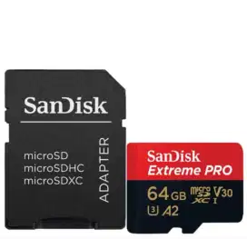 SanDisk Extreme Pro microSDXC 64GB A2 U3 V30 4K UHD With Adapter