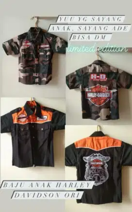Kemeja bordir anak harley davidson