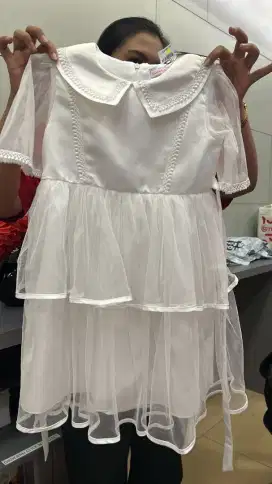 Dress untuk anak perempuan motif renda anak usia 7 sampe 8 tahun