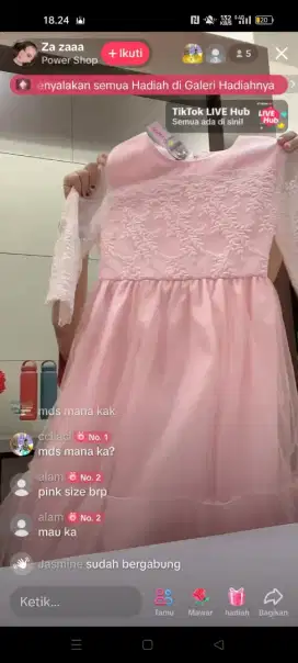 Dress pink anak perempuan motif renda untuk anak usia 7 sampe 8 tahun