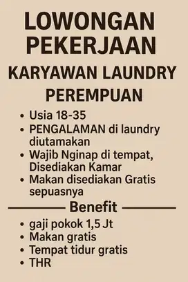 LOWONGAN LAUNDRY
