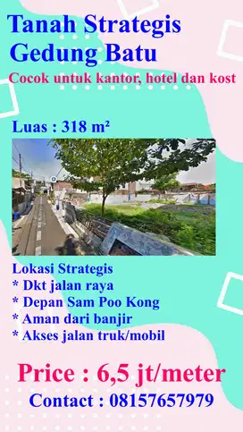 Jual Cepat BU Kavling Strategis di Gedung Batu
