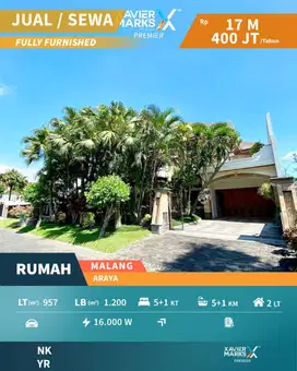 Dijual / Disewakan Rumah Super Mewah Araya Full Furnish
