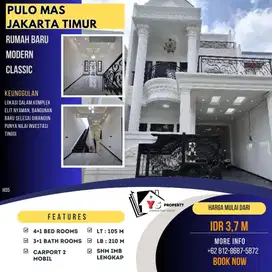PULO MAS JAKARTA TIMUR RUMAH BARU MEGAH CLASSIC 3 LT READY UNIT 325