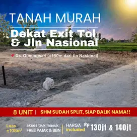 DIJUAL TANAH PETAK DEKAT JALAN NASIONAL DAN EXIT TOL
