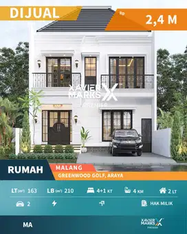 Dijual Rumah Inden Di Greenwood Golf, Araya, Malang(OLX745)