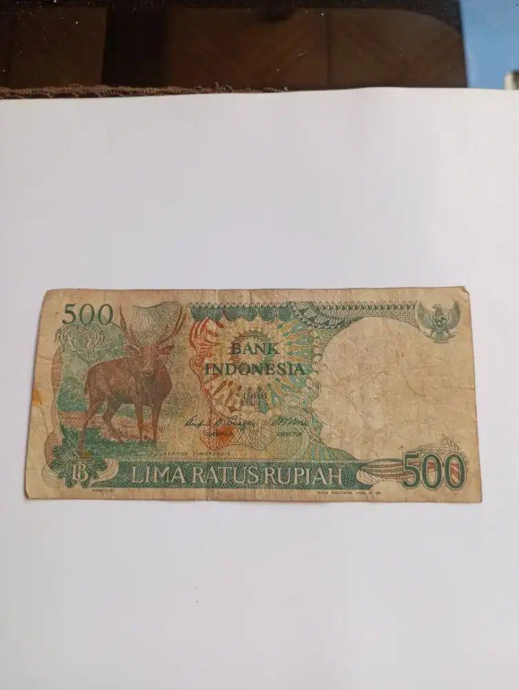 Uang Kertas Kuno Pecahan 500 Tahun 1988