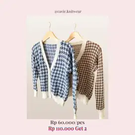 Cardigan Rajut Wanita Lengan Panjang Premium - Motif