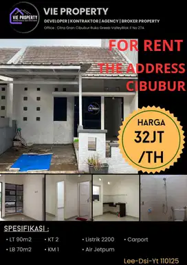 Di Sewakan Rumah Cantik Siap Huni. The Addres Cibubur.