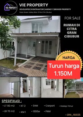 Jual Cepat Rumah Cantik Siap Huni Cluster Favorite. CitraGran Cibubur.