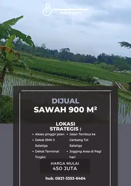 Sawah dengan pemandangan Gunung di Salatiga