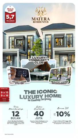 Dijual Rumah Mewah Matera Residences Fitur Unggulan Gading Serpong