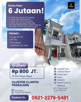 Rumah 2 lantai Siap Huni di Pamulang Free biaya