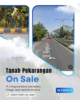 DIJUAL TANAH 330m² di Pinggir Ringroad Barat Kota Madiun
