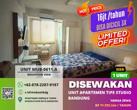 DISEWAKAN Unit Apartemen tipe studio, dengan Harga Termurah se-Bandung