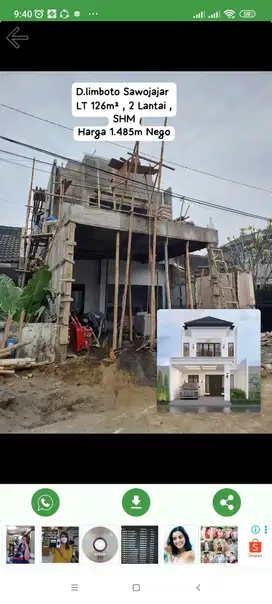 Rumah bangunan baru lokasi sawojajar