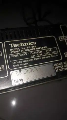 Aksesoris jual amplifier merk TECHNICS su-z65 kondisi masih bagus