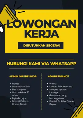 Lowongan Kerja Staff Admin