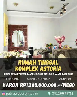 DIJUAL RUMAH TINGGAL SIAP HUNI DALAM KOMPLEK ASTORIA