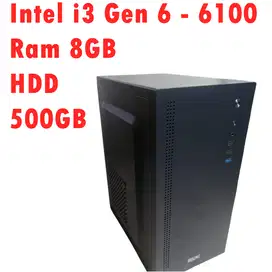 Komputer PC Rakitan Intel gen 6 I3-6100 Ram 8Gb Hdd 500GB Murah Bekas