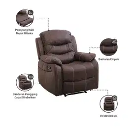 Selma Lalita sofa recliner Fabric 1 seater coklat