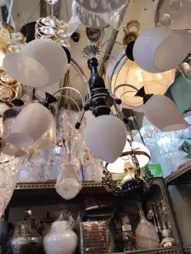 lampu gantung kaca cabang 5+1 minimalis