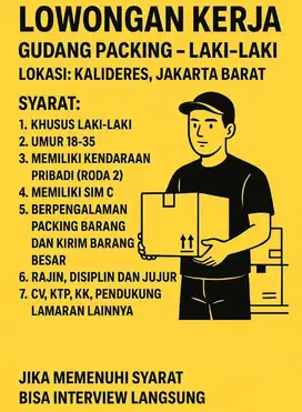 LOKER TEAM GUDANG KHUSUS COWOK
