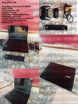 Laptop Acer z476-31tb RAM 12 Penyimpanan 1tb