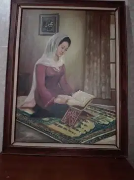 Lukisan Bunga Indah & Gadis Cantik.
