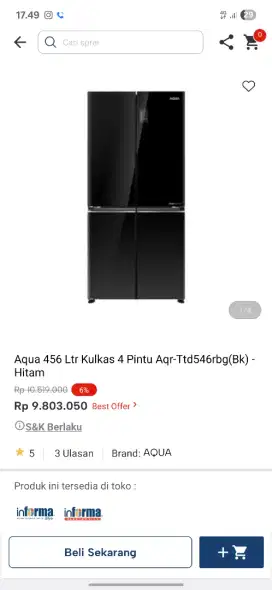 Promo kulkas saqua 4 pintu murah