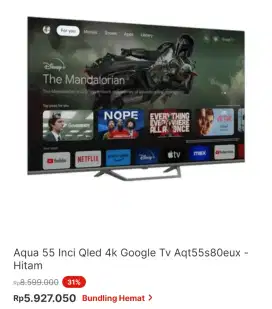AQUA GOOGLE TV 4K 55 INCI