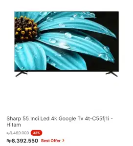 SHARP GOOGLE TV 4K 55 INCI