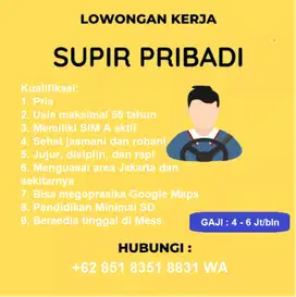 Lowongan Drivers (Supir Sim A)