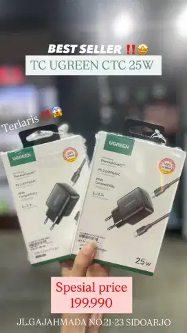 Adaptor Ugreen CTC 25W Satu Set – Solusi Charging Cepat & Bergaransi