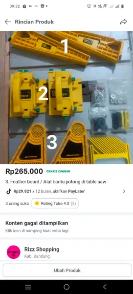 Feather board / Alat bantu potong di table saw.