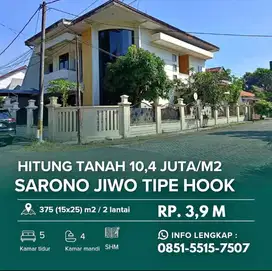 SARONO JIWO HITUNG TANAH ‼️ Rumah Hook 2 Lantai dekat Raya Jemursari