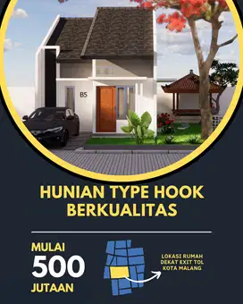 1 Unit spesial rumah 1 lantai type hook luas tanah 127 m2 free furnish