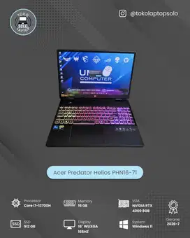 Predator Helios PHN16-71 Core i7-13700H RAM 16GB SSD 512GB RTX 4060
