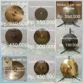 Simbal drum set, hit-hat, crash, ride, splash, dan china