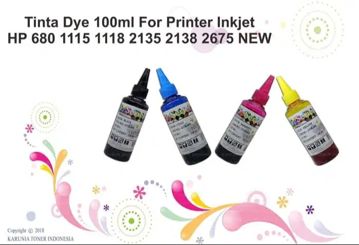 Tinta Dye 100ml For Printer Inkjet HP 680 1115,1118,2135 2138 2675 NEW