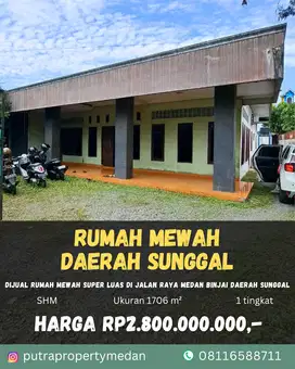 DIJUAL RUMAH MEWAH SUPER LUAS DI JALAN RAYA MEDAN BINJAI